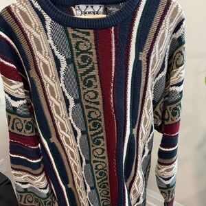 Vintage X-STAT Corgi Style Knit Sweater MultiColored Textured Crewneck Size XL